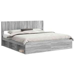 vidaXL Cadre de lit avec rangement et tête de lit Sonoma gris