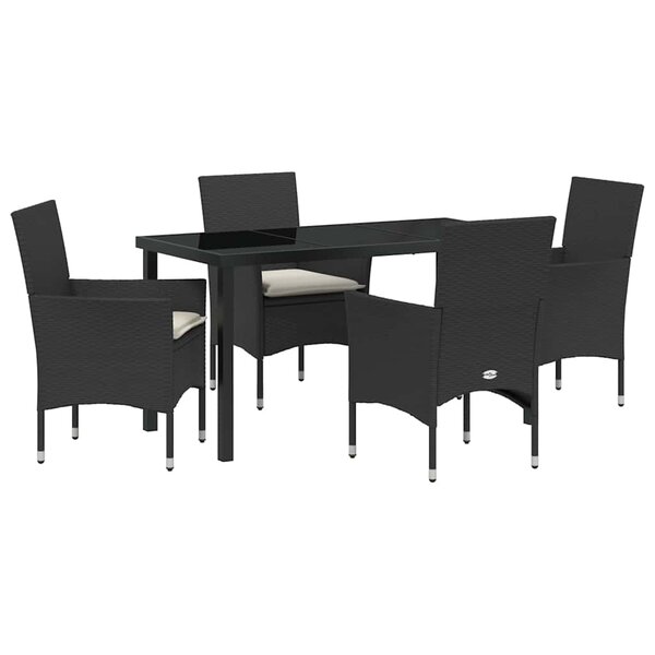 vidaXL Ensemble de salle à manger pour jardin 5 Pièces Noir polyrotin