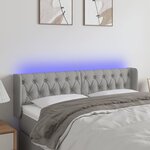 vidaXL Tête de lit à LED Gris clair 163x16x78/88 cm Tissu