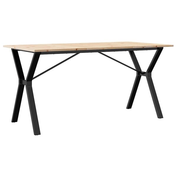 vidaXL Table à manger cadre en Y 140x80x75 cm bois de pin massif acier