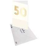 Carte D'anniversaire 50 Ans En Or - Blanc - A Message - Pour Homme Et Femme - 11 5 X 17 Cm - Draeger paris