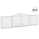 vidaXL Paniers à gabions arqués 15 Pièces 400x30x100/120 cm Fer galvanisé