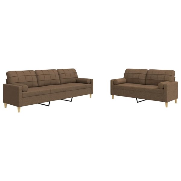 vidaXL Ensemble de canapés 2 Pièces avec coussins décoratifs marron tissu