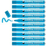 Marqueur Permanent 2200C Corps Alu Pointe Biseau Bleu clair 1-5 mm x 10 EDDING
