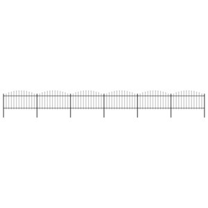 vidaXL Clôture de jardin à dessus en lance Acier (1 25-1 5)x10 2m Noir