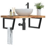 vidaXL Étagère de vasque murale acier et bois massif d'acacia