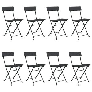 vidaXL Chaises de bistrot pliantes lot de 8 Noir Résine tressée acier