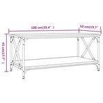 vidaXL Table basse Chêne fumé 100x50x45 cm Bois d'ingénierie et fer