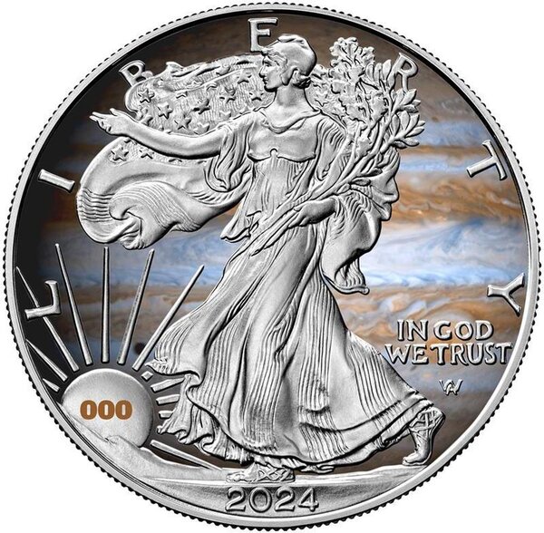 Pièce de monnaie en Argent 1 Dollar g 31.1 (1 oz) Millésime 2024 Planets of the Solar System JUPITER LIBERTY