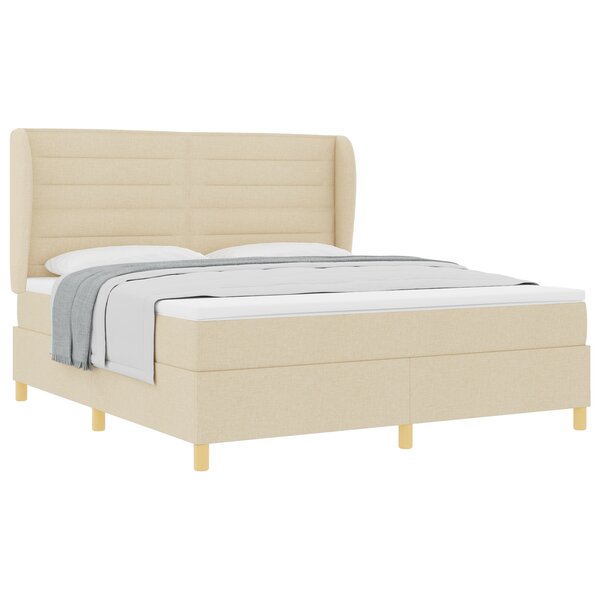 Lit à ressorts vidaXL avec matelas Crème 180x200 cm en tissu