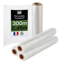 Pack And Move - Lot 4 Rouleaux Film Étirable - 300 M - Transparent - Film Déménagement Film Emballage Film Palette Film Protection