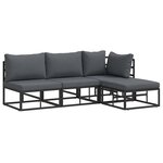 vidaXL Ensemble de canapé de jardin avec coussin 4 Pièces Noir Aluminium