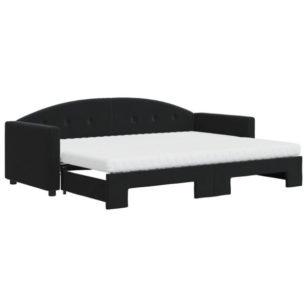 vidaXL Lit de jour avec lit gigogne et matelas noir 80x200 cm velours