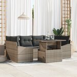 vidaXL Set de Canapé de Jardin 7 Pièces avec Coussins Gris Rattan Poly