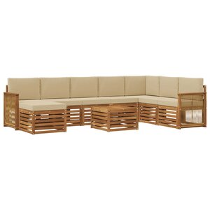 vidaXL Ensemble de canapés d'extérieur avec coussin 7 Pièces Naturel