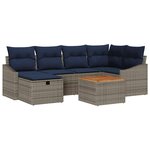 vidaXL Ensemble de canapé de jardin avec coussin 7 Pièces Gris Poly rotin