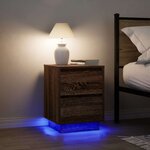 VidaXL Table de chevet avec lumières LED chêne marron 38x34x50 cm