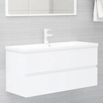 vidaXL Armoire d'évier avec lavabo intégré Blanc Aggloméré