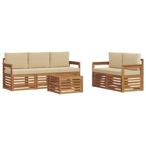 vidaXL Ensemble de canapés d'extérieur 6 pc Naturel et Beige