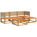 vidaXL Ensemble de canapés de jardin 5 pièces avec coussins en bois d'acacia et corde