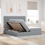 vidaXL Lit de rangement LED avec matelas Gris clair 200 x 200 cm Tissu