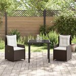 vidaXL Ensemble de salle à manger pour jardin 3 Pièces Marron polyrotin