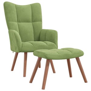 vidaXL Chaise de relaxation avec repose-pied Vert clair Velours