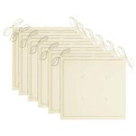 vidaXL Chaises de jardin et coussins crème lot de 6 Bois teck massif