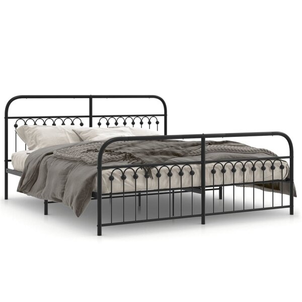 vidaXL Cadre de lit métal sans matelas avec pied de lit noir 183x203cm