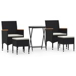 vidaXL Ensemble de bistro de jardin 5 Pièces poly rotin et verre trempé