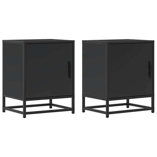 vidaXL Tables de chevet 2 Pièces noir 40x31x50 cm bois d'ingénierie métal
