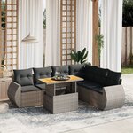 vidaXL Salon de jardin avec coussins 7 Pièces gris résine tressée