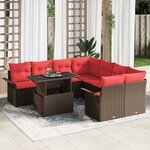 vidaXL Ensemble de canapé de jardin 9 Pièces Marron Poly rotin