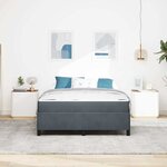 vidaXL Cadre de lit avec matelas Gris foncé 140 x 190 cm tissu