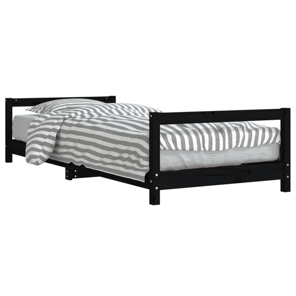 vidaXL Cadre de lit pour enfants noir 90x200 cm bois de pin massif