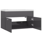 vidaXL Armoire d'évier avec lavabo intégré Gris brillant Aggloméré