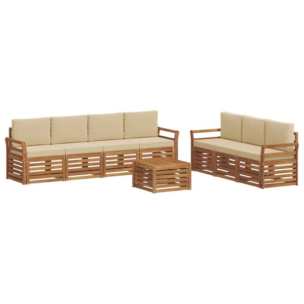 vidaXL Ensembles de canapés 8 pc Naturel et Beige Bois d'Acacia Massif