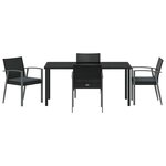 vidaXL Ensemble de salle à manger pour jardin 5 Pièces Noir Poly rotin
