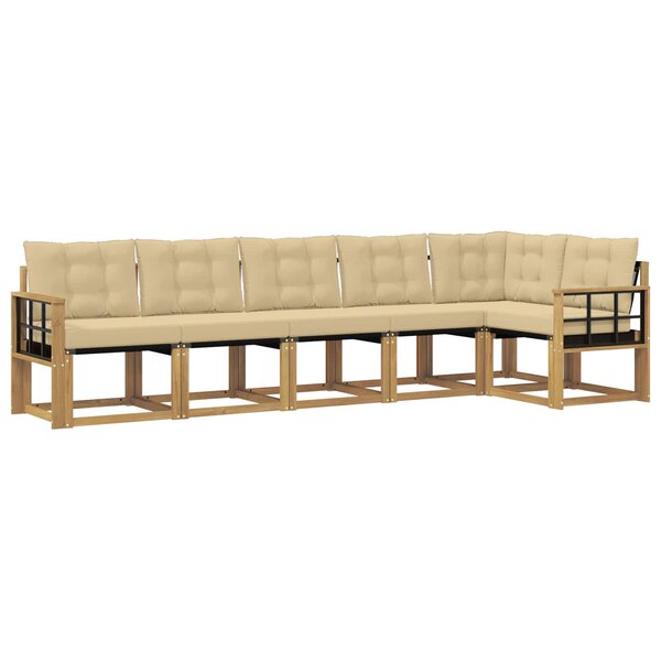 vidaXL Ensemble de canapés d'extérieur 6 pc Blanc et Beige