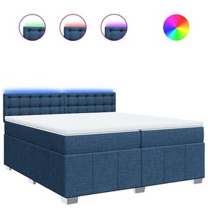 vidaXL Sommier à lattes de lit avec matelas Bleu 200x200 cm Tissu