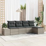 vidaXL Ensemble de canapé de jardin 5 Pièces Gris clair Poly rotin