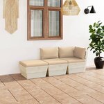 vidaXL Salon de jardin palette 3 Pièces avec coussins Épicéa imprégné