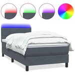 vidaXL Sommier à lattes de lit et matelas et LED gris foncé 80x210 cm velours