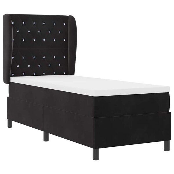 vidaXL Lit à ressorts avec matelas Noir 80 x 200 cm Velours