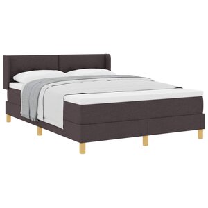 vidaXL Lit à ressorts avec tête de lit Marron foncé 200 x 140 cm tissu