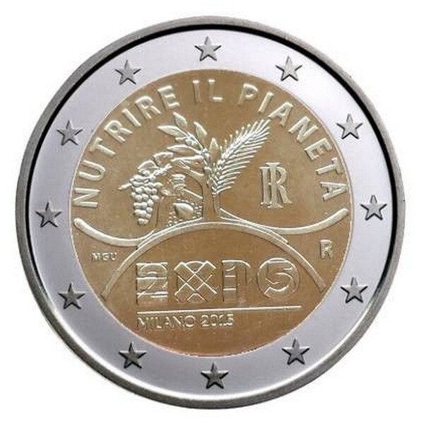 Monnaie 2 euros commémorative italie 2015 - exposition universelle de milan