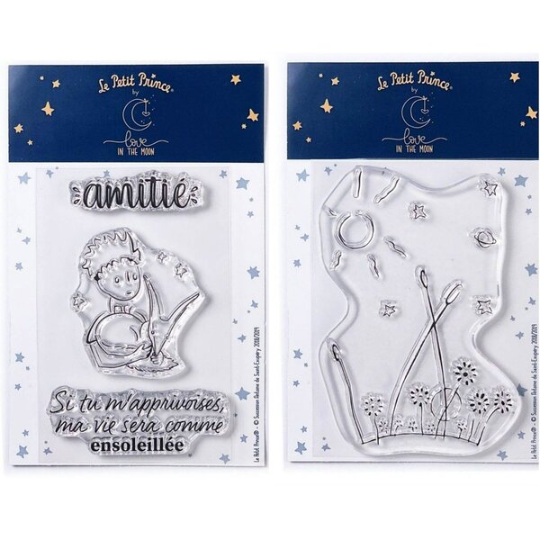 4 Tampons transparents Le Petit Prince Renard et Paysage