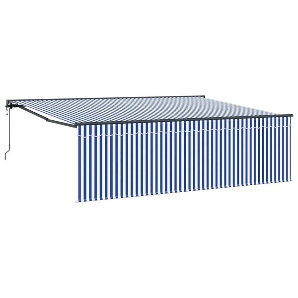 vidaXL Auvent Rétractable Bleu et blanc 450 × 300 cm tissu