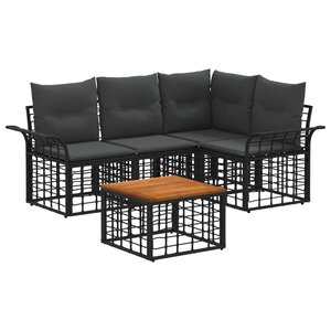 vidaXL Ensemble de canapés d'extérieur 5 Pièces Noir et Gris foncé