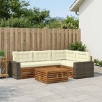 vidaXL Ensemble de canapés d'extérieur 5 Pièces Naturel et Crème
